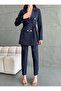 Button-Detailed Tie-Detail Jacket and Trousers Set - 4