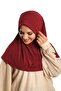 Claret Red Practical Ready-made Interlocking Hijab Scarf Sandy Fabric Plain 1600_16 - 3