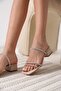 Emma Women's Thick Heeled Beige Slippers - 3
