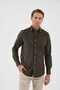 Velvet Collar Buttoned 100% Cotton Comfort Fit Smoked Men's Shirt - 3