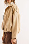 Women's Stone Lined Skirt Pleated Oversized Suede Jacket Ckt-19000494 - 5