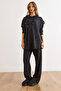 Women's Anthracite Modal Pique Tunic with Accessories and Pocketed Pants Set Tkm-19000451