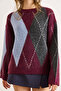 Women's Plum Baklava Pattern Soft Textured Thick Knitwear Sweater Kzk-19001038 - 4