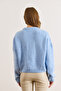 Women's Baby Blue Soft Textured Balloon Sleeve Thick Knit Sweater Kzk-19001037 - 2