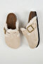 Cancun Furry Women's Vegan Leather Buckle Beige Sabo Slippers - 3