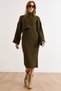 Women's Khaki Hair Braided Sweater Dress Knitwear Set Tkm-19000455