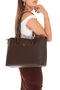 Women's Double Compartment Hand and Shoulder Bag Ald.6753 Brown - 3
