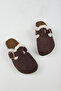 Cancun Furry Women's Vegan Leather Buckle Brown Sabo Slippers - 5