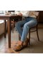 Tan Suede Genuine Leather Buckle and Elastic Women's Casual Shoes
