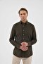 Velvet Collar Buttoned 100% Cotton Comfort Fit Smoked Men's Shirt - 4