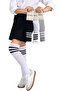 Girl's Knee High Socks 3 Pairs White-Black-Black - 3