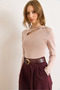 Women's Dusty Rose Cotton Modal Drop Neckline Stretchy Blouse Blz-19003130 - 3