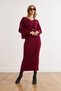 Women's Burgundy Top Cardigan Inner Dress Knitwear Set Tkm-19000456 - 3