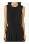 Crew Neck Sleeveless Sandy Fabric Modest Dress - Black - - 5