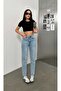 Women's Blue Karyıkama Boyfrend High Waist Stretch Fabric Extra Flexible Mom Jeans Denim Trousers - 4