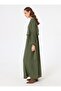 Pile Detail Sleeves Hijab Dress - Khaki - - 3