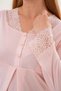 Women's Shawl Collar Long Dressing Gown with Lace Detail Maternity 4-Piece Set - 6