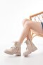 508-3038 Beige Buckle Accessory Zippered Daily Women's Boots - 2