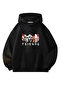 Friends Printed Kangaroo Pocket Hooded Black Color Sweatshirt