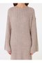 Knitwear Hijab Dress with Hair Braid Detail - Mink - - 3