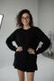 Women's Oversized Knitwear Sweater - Soft Textured Crew Neck with Hair Braid Detail - 3