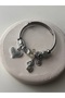 Silver Color Heart Detailed Multi Charms Bracelet - 4