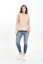 Beige 100% Organic Cotton Soft Textured Regular Fit Comfortable Cut Long Sleeve Crew Neck Combed Cotton T-Shirt - 3