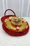 Red Henna Night Tray Basket Bridal Set Luxury Imported Velvet Glass Beads Engagement Wedding Ceremony Circumcision - 2