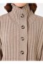 Bone Button Collar Detailed Cardigan & Pants Knitwear Set - Mink - - 4