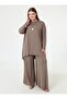 Natural Fabric Comfortable Fit Tunic & Pants Plus Size Set - Mink -