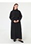 Stylish Plus Size Dress with Tie Detail - Black -