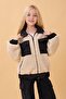 Girl's Shirt Collar Pocket Plush Winter Coat Beige - 2