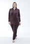 Women's Plus Size Cotton Zippered Velvet Tracksuit Set - Dusty Rose - B 2287 - 4
