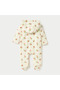 Floral Print Hooded Padded Closed Feet Sleepsuit with Long Sleeves - 2