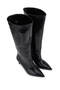 Women's Faux Leather Black Crocodile Heeled Boots - 2