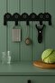 Black Decorative Floral Motif 5-Piece Metal Wall Hanger Clothes Hanger Towel Hanger Screw + Dowel - 6