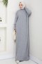 Geripptes Strickkleid Grau HM2247