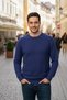 Men's Crew Neck Patterned Knit Sweater |   70% Cotton - 3