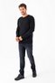 Men's Crew Neck Corded Fabric Knitwear Sweater Black - K-2602 - 5