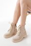 02-2003 Beige Suede Lace-Up Zippered Casual Women's Boots - 3
