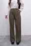 Relaxed Fit Pleated High Waist Elasticated Back Palazzo Pants 4315 - Khaki - 6