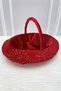 Red Bridal Henna Night Basket, Luxurious Imported Velvet and Glass Bead Applique, Promise Wedding Bride Circumcision