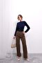 Relaxed Fit Pleated High Waist Elastic Back Palazzo Pants 4315 - Brown