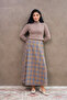 Orange Four-Piece Plaid Skirt