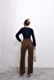 Relaxed Fit Pleated High Waist Elastic Back Palazzo Pants 4315 - Brown - 7