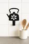 4 Pieces Black 7 cm Decorative Metal Hanger with Teapot Figure Single Flower Screw+Dowel - 6