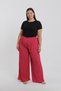 Women's Plus Size Coral Color Relaxed Fit Baggy Single Bottom