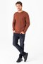 Men's Crew Neck Corded Fabric Knitwear Sweater Brown - K-2602 - 3