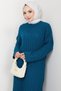 Knitted Pattern Knitwear Dress Petrol Hm2526 - 2