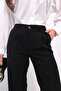 Relaxed Fit Pleated High Waist Elasticated Back Palazzo Pants 4315 - Black - 5